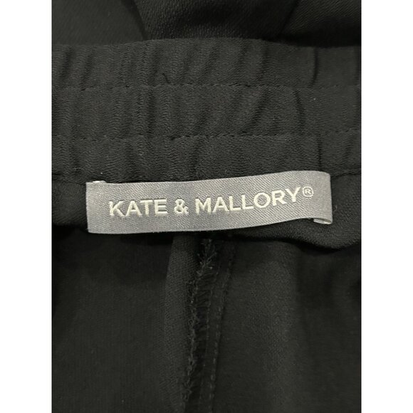 Kate & Mallory Lace Trim Cropped Pants Black Sz XL Drawstring Elastic Waist Chic - Picture 6 of 11